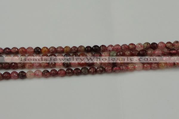 CBQ411 15.5 inches 6mm faceted round strawberry quartz beads