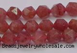 CBQ431 15.5 inches 6mm faceted nuggets strawberry quartz beads