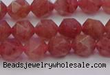 CBQ432 15.5 inches 8mm faceted nuggets strawberry quartz beads