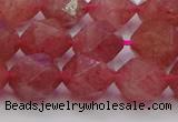 CBQ434 15.5 inches 12mm faceted nuggets strawberry quartz beads