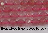 CBQ436 15.5 inches 6mm faceted nuggets strawberry quartz beads