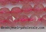 CBQ438 15.5 inches 10mm faceted nuggets strawberry quartz beads