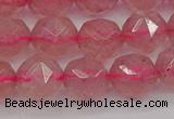 CBQ439 15.5 inches 12mm faceted nuggets strawberry quartz beads