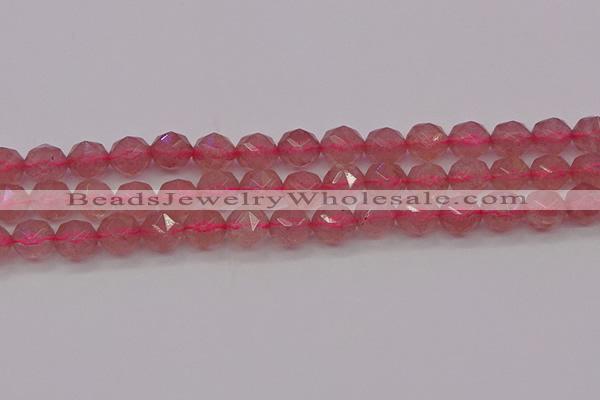 CBQ439 15.5 inches 12mm faceted nuggets strawberry quartz beads