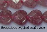 CBQ469 15.5 inches 12mm faceted heart strawberry quartz beads