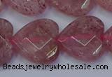 CBQ471 15.5 inches 16mm faceted heart strawberry quartz beads