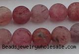 CBQ662 15.5 inches 10mm round matte strawberry quartz beads