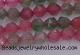 CBQ681 15.5 inches 6mm faceted nuggets mixed strawberry quartz beads