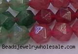 CBQ683 15.5 inches 10mm faceted nuggets mixed strawberry quartz beads