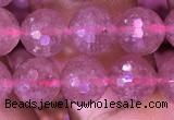 CBQ688 15.5 inches 8mm faceted round strawberry quartz gemstone beads