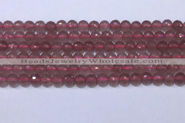 CBQ701 15.5 inches 6mmm faceted round strawberry quartz beads