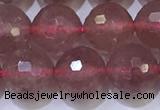 CBQ703 15.5 inches 10mmm faceted round strawberry quartz beads