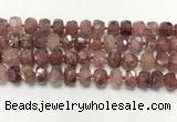 CBQ711 15.5 inches 6*10mm - 8*11mm faceted tyre strawberry quartz beads