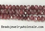 CBQ712 15.5 inches 6*12mm - 8*13mm faceted tyre strawberry quartz beads