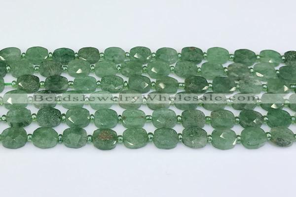 CBQ752 15.5 inches 8*10mm faceted rectangle green strawberry quartz beads