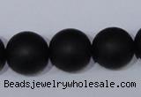 CBS07 15.5 inches 16mm round black stone beads wholesale