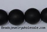 CBS08 15.5 inches 18mm round black stone beads wholesale