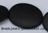 CBS11 15.5 inches 30*40mm oval black stone beads wholesale