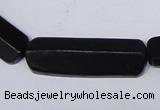 CBS15 15.5 inches 12*40mm cylinder black stone beads wholesale