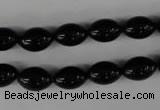 CBS201 15.5 inches 8*12mm rice blackstone beads wholesale