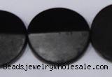 CBS21 15.5 inches 30mm coin black stone beads wholesale