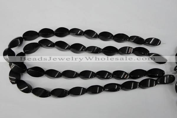 CBS215 15.5 inches 10*20mm twisted rice blackstone beads wholesale