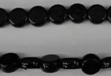 CBS238 15.5 inches 10mm flat round blackstone beads wholesale