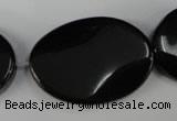 CBS260 15.5 inches 25*35mm twisted oval blackstone beads wholesale