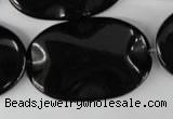 CBS325 15.5 inches 26*40mm wavy oval blackstone beads wholesale