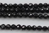 CBS503 15.5 inches 4mm faceted round A grade black spinel beads