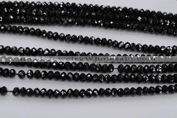 CBS514 15.5 inches 4*6mm faceted rondelle AA grade black spinel beads