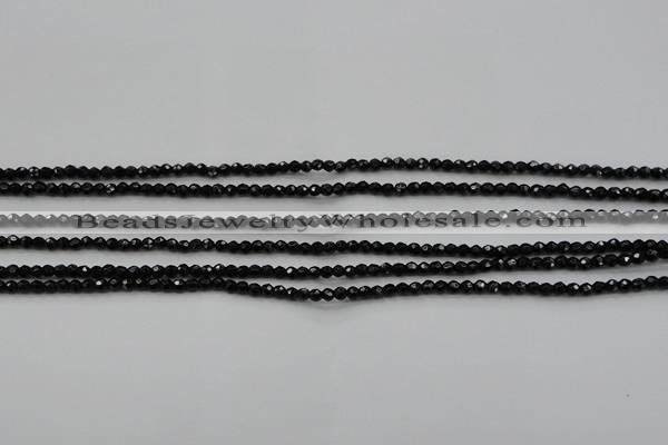 CBS520 15.5 inches 2mm faceted round A grade black spinel beads