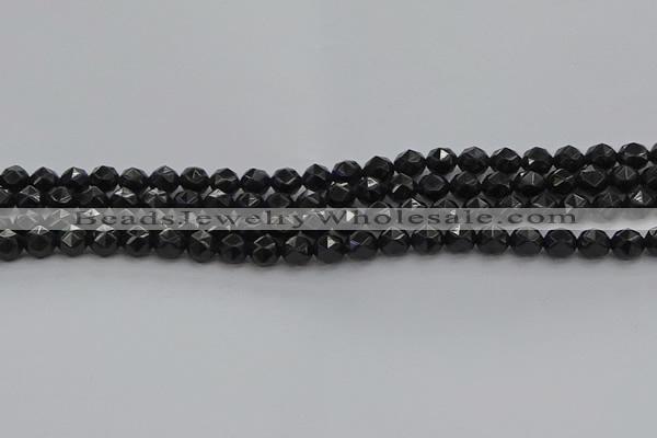 CBS536 15.5 inches 6mm faceted round black spinel beads