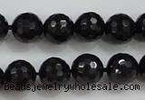 CBS557 15.5 inches 8mm faceted round AA grade black spinel beads