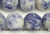 CBS614 15 inches 12mm faceted round blue spot stone beads