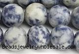 CBS618 15 inches 8mm round matte blue spot stone beads