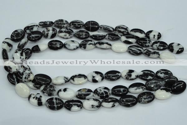 CBW125 15.5 inches 13*18mm oval black & white jasper beads