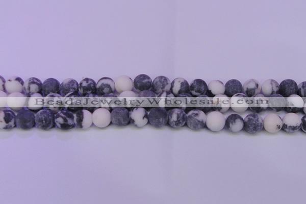 CBW154 15.5 inches 12mm round matte black & white jasper beads