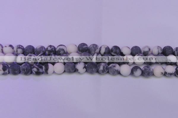 CBW155 15.5 inches 14mm round matte black & white jasper beads