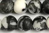 CBW193 15 inches 10mm round matte black & white jasper beads