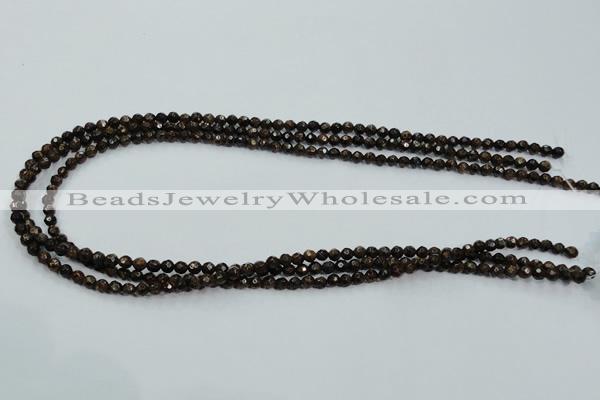 CBZ102 15.5 inches 4mm faceted round bronzite gemstone beads