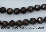 CBZ103 15.5 inches 6mm faceted round bronzite gemstone beads