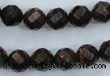 CBZ106 15.5 inches 12mm faceted round bronzite gemstone beads