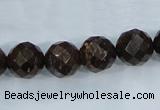 CBZ107 15.5 inches 14mm faceted round bronzite gemstone beads