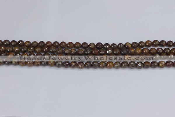 CBZ610 15.5 inches 4mm faceted round bronzite gemstone beads