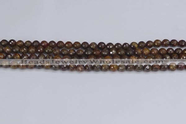 CBZ611 15.5 inches 6mm faceted round bronzite gemstone beads