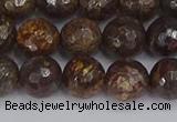 CBZ613 15.5 inches 10mm faceted round bronzite gemstone beads