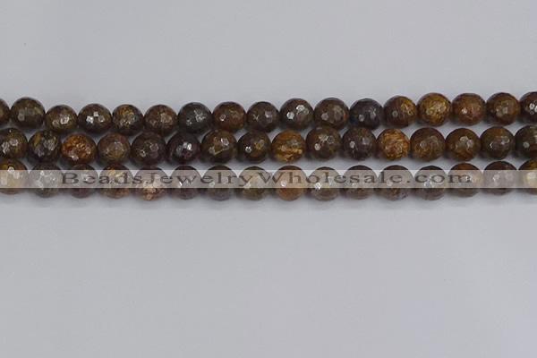 CBZ613 15.5 inches 10mm faceted round bronzite gemstone beads