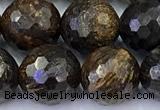 CBZ642 15 inches 10mm faceted round bronzite gemstone beads