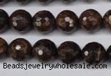 CBZ96 15.5 inches 12mm faceted round bronzite gemstone beads